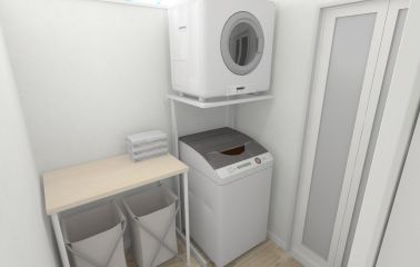 【建物プラン】脱衣所と洗面室を別にして、脱衣所を使用中でも洗面を使うことができます。