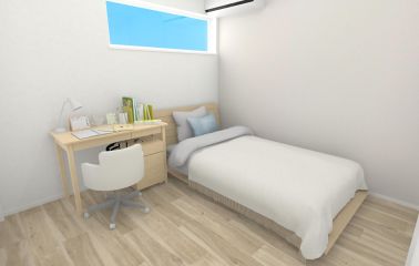 【内観予想パース】４．８帖の居室は大容量のクローゼット付きでお部屋を広く綺麗に保てます。